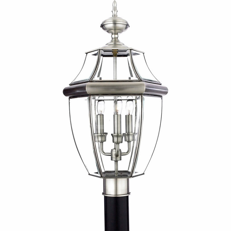 Quoizel NY9043P Newbury 3-Light Outdoor Lantern, Pewter