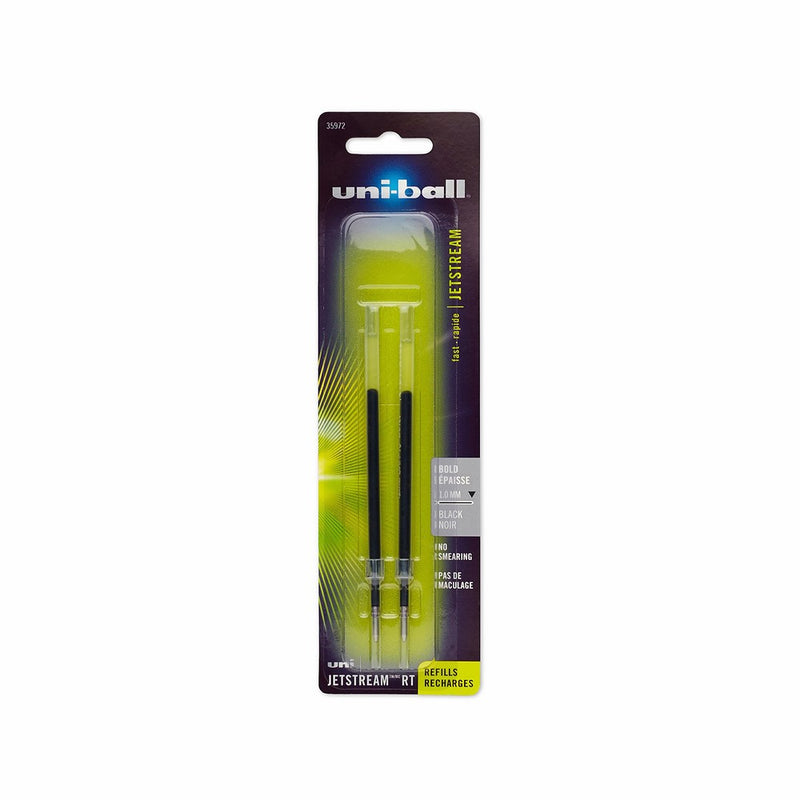 uni-ball Jetstream RT Ballpoint Pen Refills, Bold Point (1.0mm), Black, 2 Count