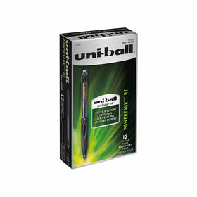 uni-ball PowerTank Retractable Ballpoint Pens, Bold Point (1.0mm), Black Barrel, Black Ink, 12 Count
