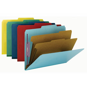 Smead Pressboard Classification File Folder with SafeSHIELD Fasteners, 2 Dividers, 2" Expansion, Letter Size, Assorted Colors, 10 per Box (14025)