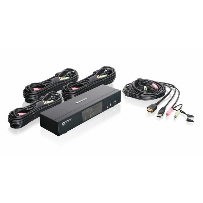 IOGEAR 4-Port HDMI Multimedia KVM Switch with Audio, USB 2.0 Hub and HDMI KVM Cables, GCS1794