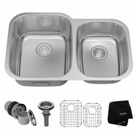 Kraus KBU24 32 inch Undermount 60/40 Double Bowl 16 gauge Stainless Steel Kitchen Sink