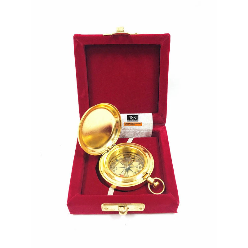 1 3/4" Brass Face Pocket Compass w/Cover: Hiking and Camping