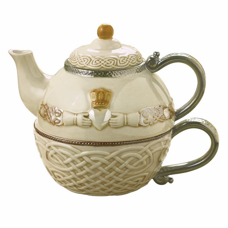 Grasslands Road Celtic 16-Ounce Claddagh Stacking Tea For One Teapot with Teacup, Gift Boxed