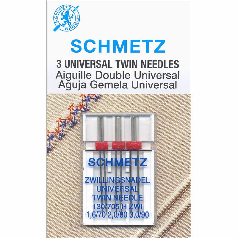 Euro-Notions Twin Machine Needle, Size 1.6/70 (1), 2.0/80 (1), 3.0/90 (1)