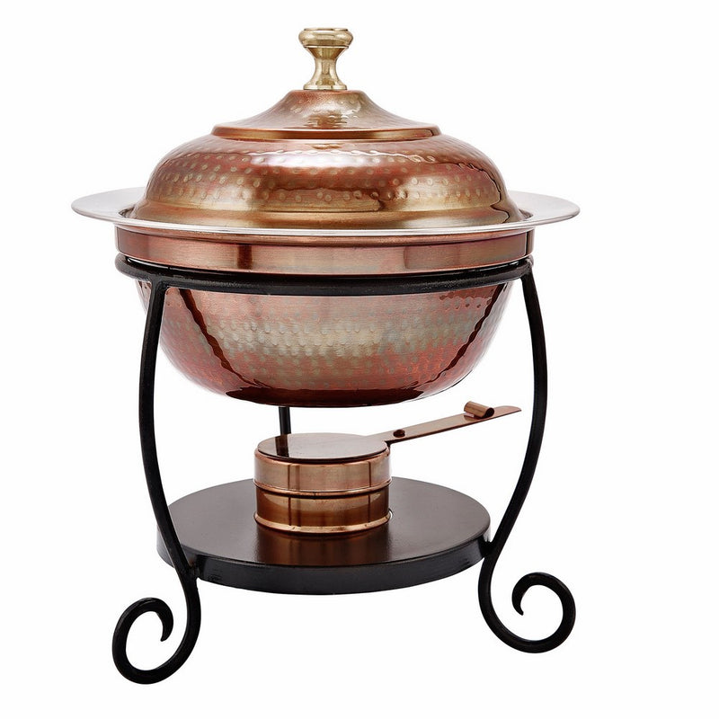 Old Dutch 838 Round Antique Copper Chafing Dish, 1-3/4-Quart, 10 by 12-1/4-Inch