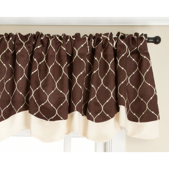 Stylemaster Bleecker 54 by 17-Inch Lined Embroidered Layered Valance, Mocha