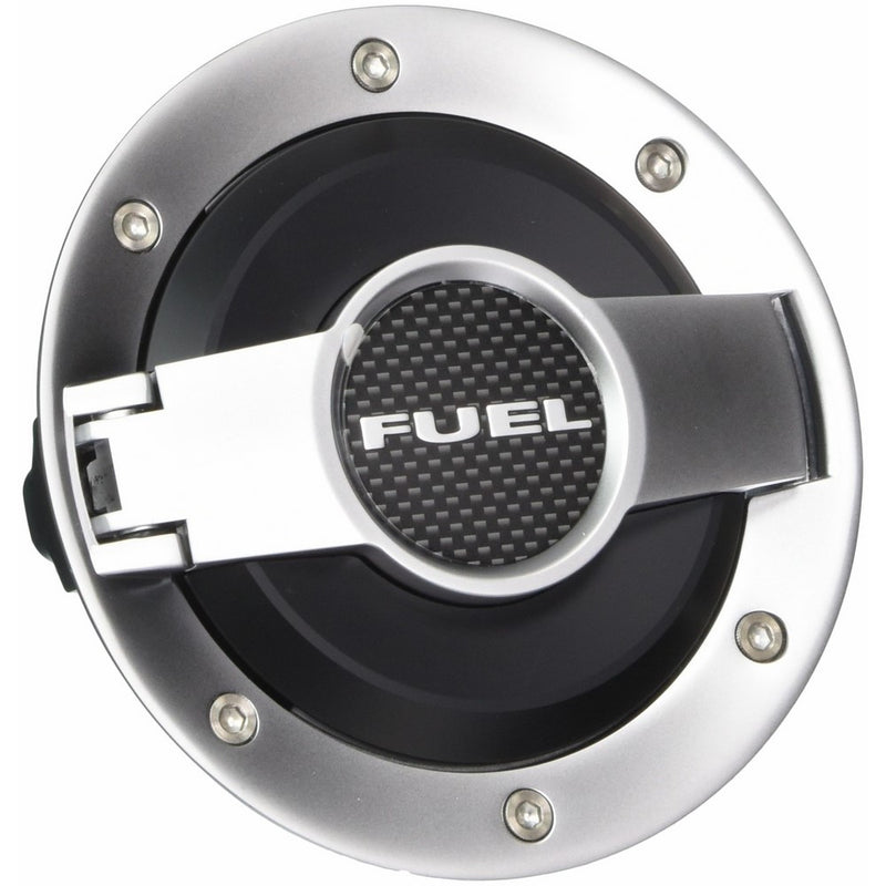 Drake Muscle Cars MO-210001-S Silver/Black Billet Aluminum Fuel Door
