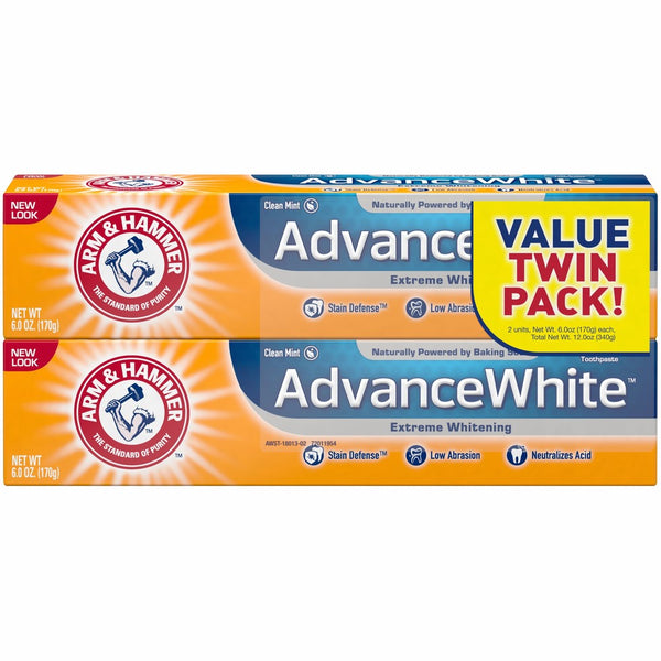 Arm & Hammer Advance White Extreme Whitening Toothpaste, 6 oz Twin Pack (Packaging May Vary)