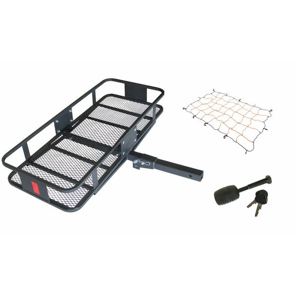 HitchMate 4013 Black Deluxe Fold-Up Cargo Carrier Kit with Cargo Webbing and Hitch Lock