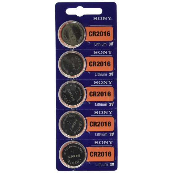 Sony CR2016 3 Volt Lithium Manganese Dioxide Batteries, Genuine Sony Blister Packaging (10 Pieces)