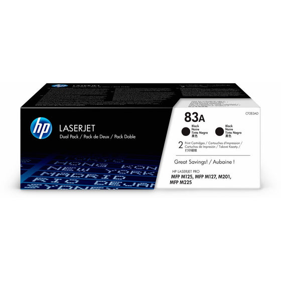 HP 83A (CF283AD) Black Original LaserJet Toner Cartridges, 2 pack