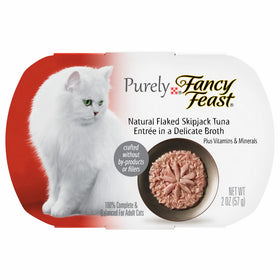 Purina Fancy Feast Purely Natural Flaked Skipjack Tuna Entree Adult Wet Cat Food - Ten (10) 2 oz. Trays