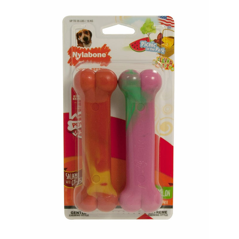 Nylabone Flavor Frenzy Dog Chew Toys, Salami & Cheese and Watermelon, Chew Toys for Medium Dogs