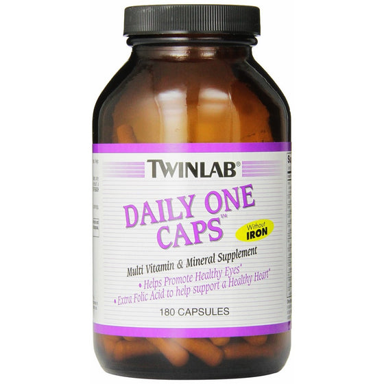 Twinlab Daily One Caps Multi-Vitamin and Multi-Minerals without Iron, 180 Capsules