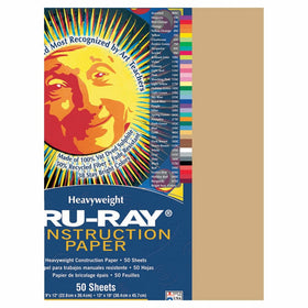 Pacon Tru-Ray Construction Paper, 18-Inches by 24-Inches, 50-Count, Tan (103087)