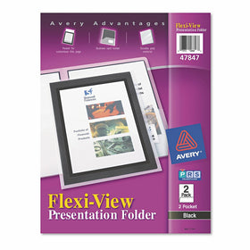 Avery Flexi-View Two-Pocket Polypropylene Folder, Translucent Black, Two per Pack (47847)
