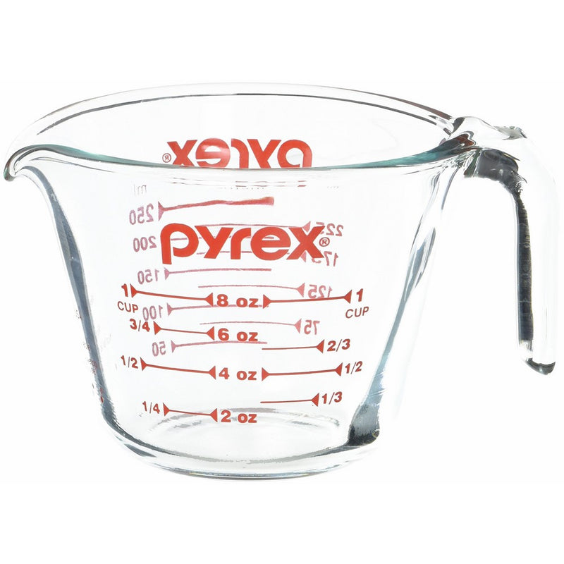Pyrex Prepware 1-Cup Measuring Cup, Clear with Red Measurements