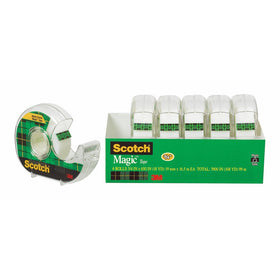 Scotch Brand Magic Tape and Refillable Dispenser, Engineered for Repairing, Photo-Safe, Standard Width, 3/4 x 650 Inches, 6-Pack (6122)