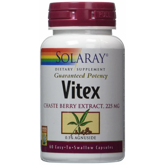 Solaray Vitex Chaste Berry Extract 225mg Capsules, 60 Count