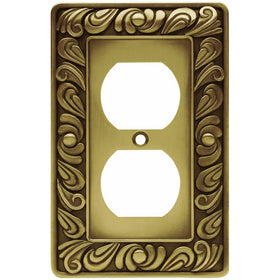 Franklin Brass 64045 Paisley Single Duplex Outlet Wall Plate / Switch Plate / Cover, Tumbled Antique Brass