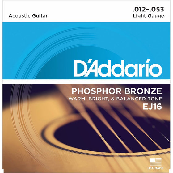 D'Addario EJ16 Phosphor Bronze Acoustic Guitar Strings, Light