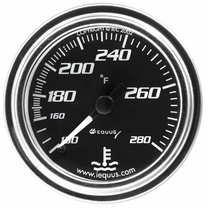Equus 7242 2" Mechanical Water Temperature Gauge, Chrome with Black Dial