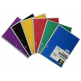 Mead Spiral Notebook, College Ruled, 70 Sheets, 7.5" x 10.5", 24 Pack, Assorted Colors (05512-24)