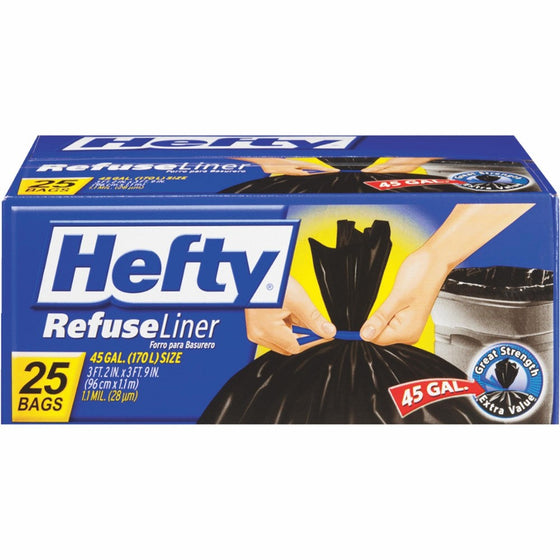 Hefty Large Trash/Garbage Bags (Twist Tie, 45 Gallon, 25 Count)