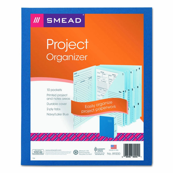 Smead Project Organizer, 10 Pocket Dividers, Letter Size, Navy/Lake Blue (89200)