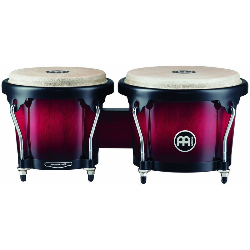 Meinl Percussion HB100WRB Standard Size Rubber Wood Bongos with Natural Skin Heads, Wine Red Burst (VIDEO)