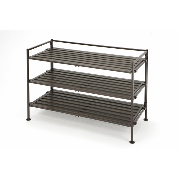 Seville Classics 3-Tier Resin Slat Utility Shoe Rack, Espresso