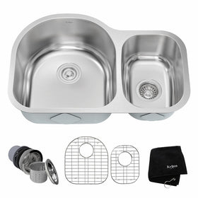 Kraus KBU21 30 inch Undermount 60/40 Double Bowl 16 gauge Stainless Steel Kitchen Sink