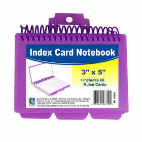 C-Line Spiral Bound Index Card Notebook with Tabs, Includes 60 Ruled 3 x 5 Inch Index Cards, 1 Notebook, Color May Vary (48750)