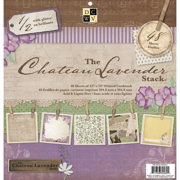 Die Cuts with A View 12-inches by 12-inches Premium Paper Stack with Glitter, Chateau Lavender