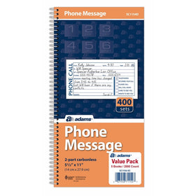 Adams Message Book/Phone Call, Carbonless Duplicate, 5.50 x 11 Inches, 400 Sets per Book (SC1154D)(5-pack of books)