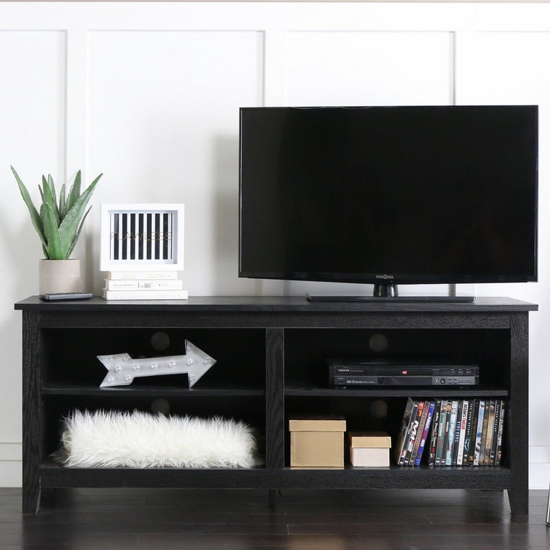 WE 58" Wood TV Stand Storage Console, Black