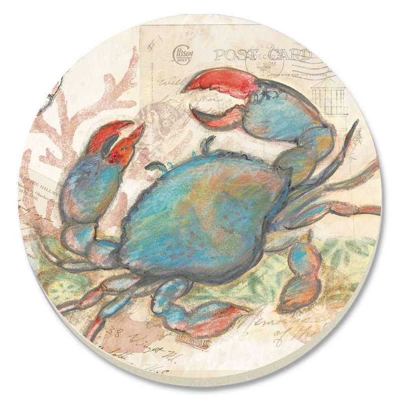 CounterArt Seaside Garden/Blue Crab Absorbent Coasters, Set of 4