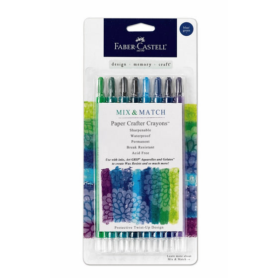 Faber-Castell Paper Crafter Crayons - 8 Count - Blue and Green Colors