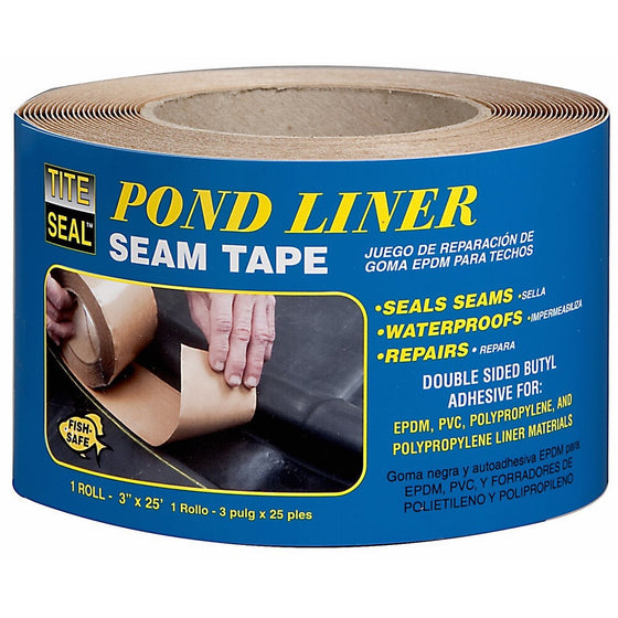 Tite Seal PLST325 Self Adhesive Double Sided Butyl Pond Seam Tape, 3" by 25'