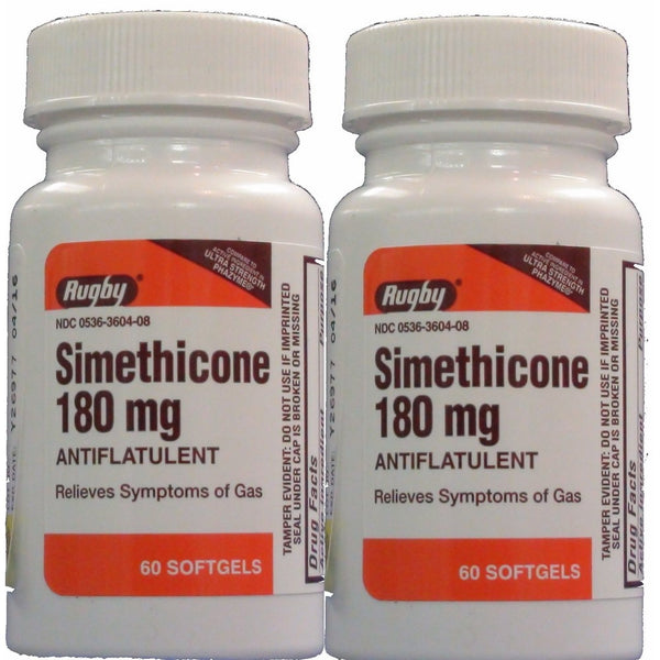 Simethicone 180mg Softgels Anti-Gas (Compare to Phazyme Ultra Strength) 60ct, PAck of 2