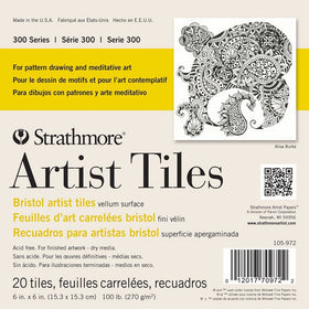 Strathmore 105-972 300 Series Bristol Artist Tiles, Vellum 6"x6", 20 Sheets