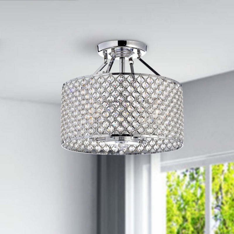 Chrome / Crystal 4-light Round Ceiling Chandelier