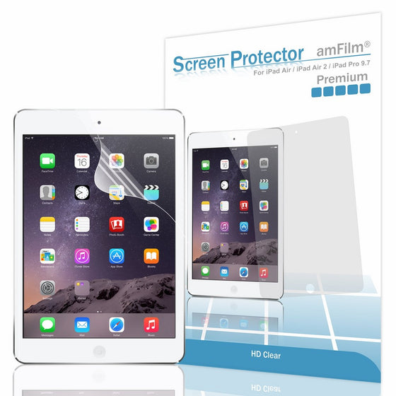 amFilm iPad 9.7" (2018)/iPad Pro 9.7 Inch/iPad Air/iPad Air 2 Screen Protector, HD Clear Screen Protector for Apple iPad Air 2, iPad Air, New iPad 9.7 5th Gen Apple Pencil Compatible (2-Pack)