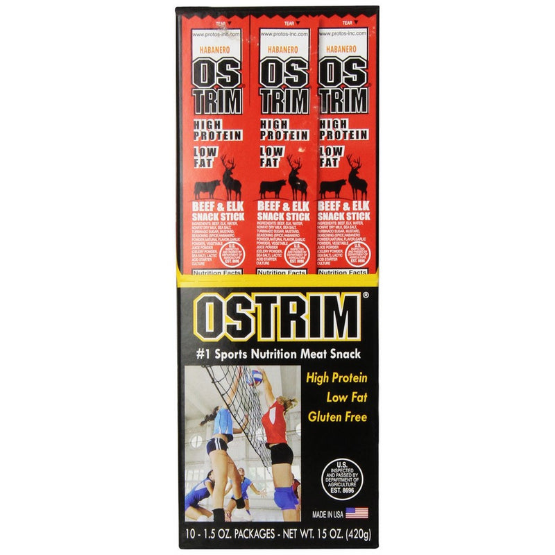 Ostrim Habanero Beef/Elk Snack Sticks, 1.5 Oz, (Pack of 10)