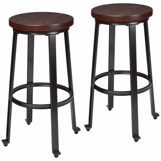 Ashley Furniture Signature Design - Challiman Bar Stool - Pub Height - Set of 2 - Rustic Brown