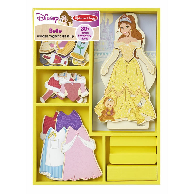 Melissa & Doug Disney Belle Magnetic Dress-Up Wooden Doll Pretend Play Set (30 pcs)