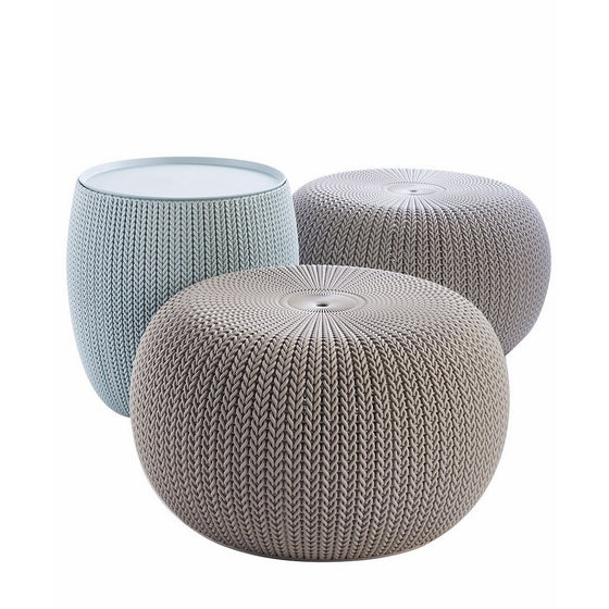 Keter 228474 Urban Knit Pouf Set, Misty Blue/Taupe