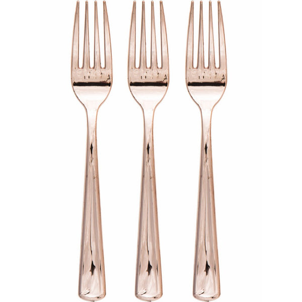 Creative Converting 315135 Metallic Plastic Forks, Rose Gold, 24 ct