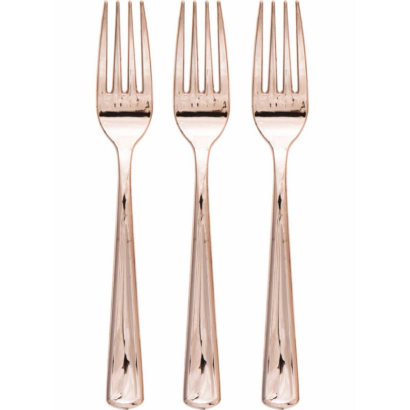 Creative Converting 315135 Metallic Plastic Forks, Rose Gold, 24 ct